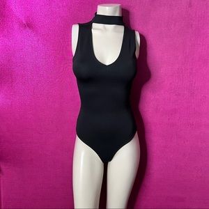 Lulus Black Mock Neck Thong Bodysuit